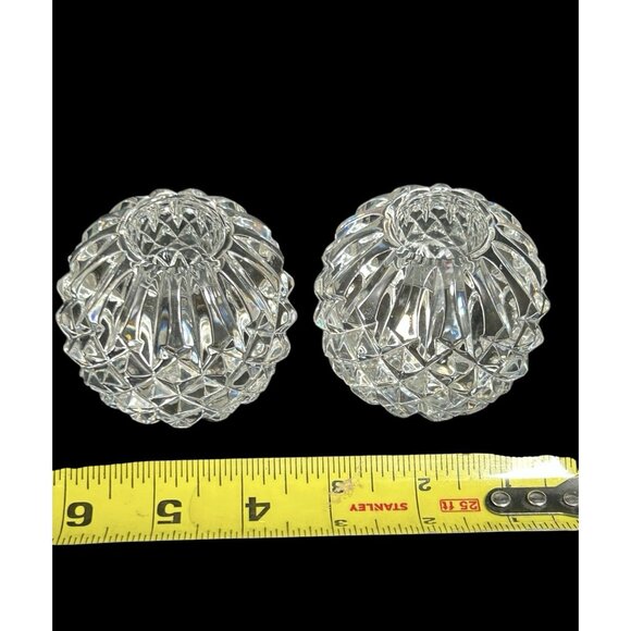 Vintage Pair Waterford Lismore Round Cut Crystal Candle Holders Signed - Picture 9 of 9